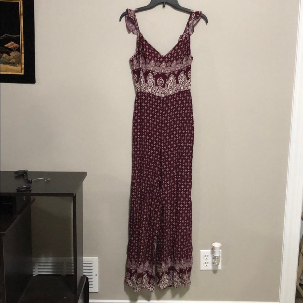 burgundy jumpsuit